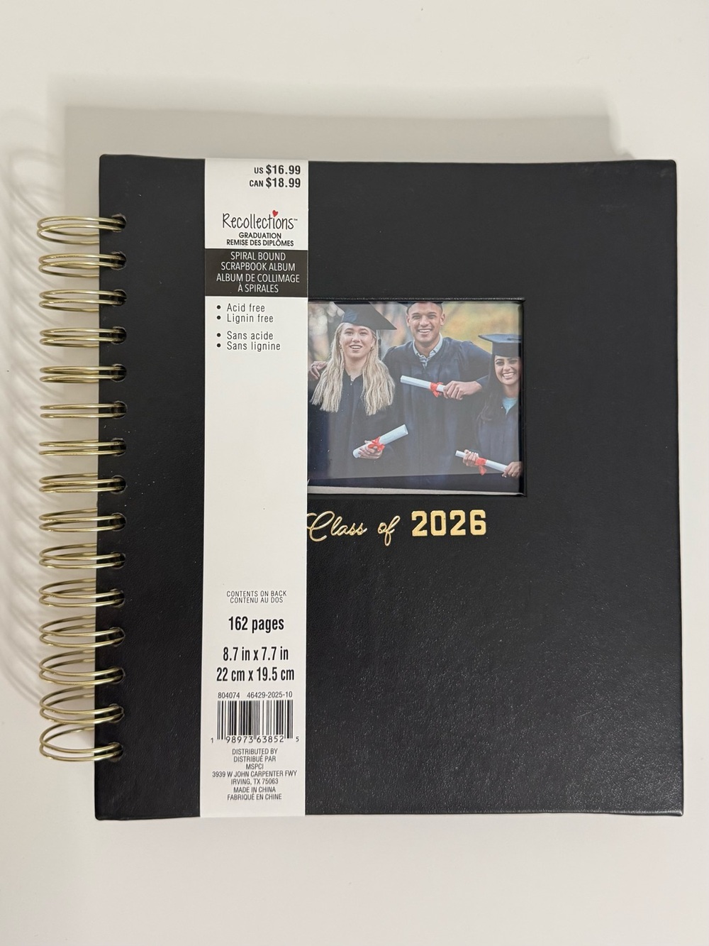 Recollections Class of 2026 Spiral Scrapbook Album | Black & Gold | 162 Pages